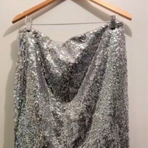 H&M Women's L Silver Sequin Skirt, Lined. New and Unworn.
